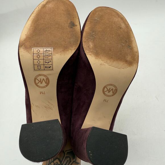 Michael Michael Kors Caroline Purple Suede Block Heel Pumps Women’s Size 7 - Picture 8 of 8